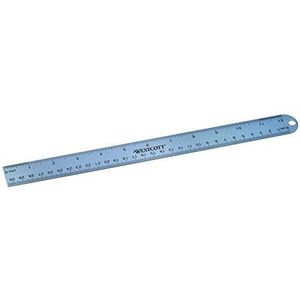 Westcott 14175 00 liniaal van aluminium, onbreekbaar, 30 cm en inch, blauwe schaal