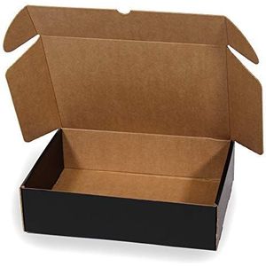 Only Boxes, Zwarte kartonnen doos voor post, zelfmonteerbare doos, ideaal als cadeau, robuuste kartonnen doos, maat L, 30 x 22 x 8 cm, 20 stuks