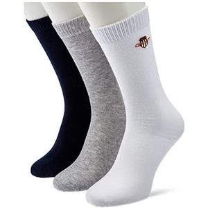 GANT Archive Shield sokken, 3 paar lichtgrijze melange, maat 34-36, Lichtgrijs chinees