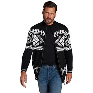 JP 1880 Heren grote maten L-8XL cardigan, V-hals, met merinowol 795674, zwart.