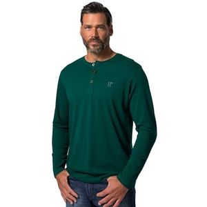 JP 1880 Menswear 702555 Henley T-shirt met lange mouwen en knoopsluiting, ronde hals, 702555, Groen