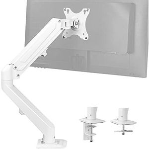 VIVO STAND-V101OW scharnierende bureaustandaard met luchtveerarm van 43,2 tot 68,6 cm, geschikt voor 1 monitormonitor met VESA max 100 x 100, wit