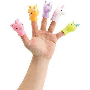LUDI - 5 vingerpoppen, eenhoorns - Zacht plastic, 5 x 5,5 x 2,5 cm - Ontwikkel fantasie, woordenschat en beweeglijkheid - Vanaf 10 maanden