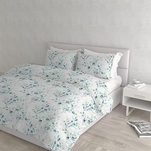Italian Bed Linen DAFNE Parure de lit imprimée en microfibre, Ivy, pour lit double