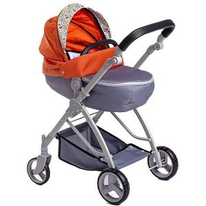 Jc Toys - Opvouwbare trolley voor poppen tot 45 cm, natuurcollectie, mand, kap, wandeltas, verstelbaar stuur, afneembare reiswieg, ideaal om te spelen en te wandelen, ontworpen door Berenguer