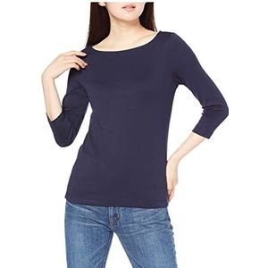 Amazon Essentials Dames T-shirt met 3/4 mouwen, slim fit, bootkraag, marineblauw, L