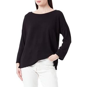 TOM TAILOR Denim Dames shirt met lange mouwen met strik, 14482 - Deep Black, M, 14482, Deep Black
