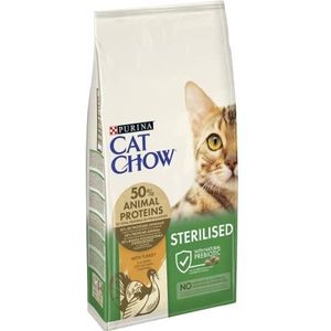 Purina Cat Chow gesteriliseerd voor volwassenen, rijk aan kalkoen, 10 kg, droogvoer voor volwassen katten