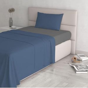 Italian Bed Linen CL-NC-avio/fumo-1P Natural Color lakenset, Avio/Donkergrijs, Single, 100% Katoen