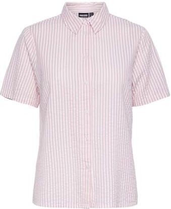 PIECES Pcsally Ss T-shirt Noos dameshemd, Pastel Lavendel / Strepen: Cloud Dancer