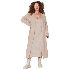 TRENDYOL Gebreide maxi-jurk voor dames, basic, oversized, beige, XXL, Beige