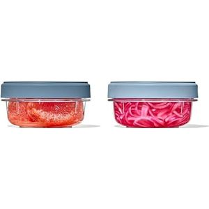 OXO Good Grips Twist & Stack Container: 350 ml: set van 2: lekbescherming, vuilafstotend, stapelbare voedselopslag + universeel deksel + slim design voor