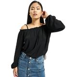 Urban Classics Cold Shoulder smoke damesshirt met lange mouwen, Zwart (00007)