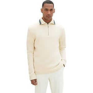 TOM TAILOR 1039679 heren sweater, 34176 - Vintage Beige Wit Core