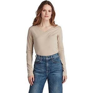 G-STAR RAW Dames shirt met lange mouwen V-hals, beige/kaki (Dk Brick C506-1214)