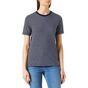 PIECES Pcria SS Fold Up Tee Noos BC T-shirt voor dames, marineblauw/strepen: wit glanzend