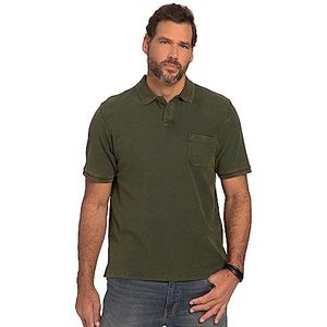 JP 1880 Poloshirt voor heren, grote maten, L-8XL, halflange mouwen, piqué, zuurwassing, polokraag, 818569, Zwarte olijf