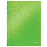 Leitz WOW 46380054 notitieboek A4 met 80 vellen geruit, ivoorpapier (90 g/m²), spiraalbinding, groen, WOW, 46380054