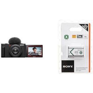Sony ZV-1F | Vlog-apparaat – digitale camera – draaibaar display, 4K-video's + oplaadbare batterij uit de X-serie voor compact apparaat NP-BX1