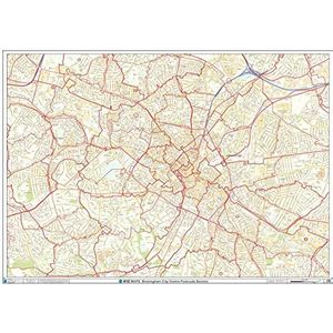 XYZ Maps C4 Birmingham City Centre Sectors wandkaart, A0, gelamineerd, 1189 x 841 mm
