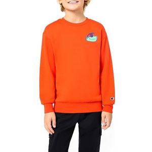 Champion Legacy Play With Graphics B (306909) – ultra-light soft compact polyfleece ronde hals sweatshirt voor kinderen en jongeren, Oranje Mandarijn (Tnt)