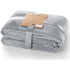 DecoKing Deken 160 x 210 cm zilver deken microvezel fleece zacht en comfortabel staalgrijs zilver mic