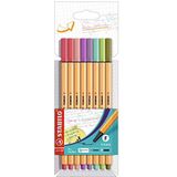 Viltstift met fijne punt - Stabilo point 88 - Kartonnen etui x 8 viltstiften - pastelkleuren