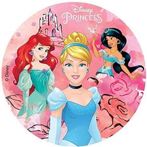 Dekora - Eetbare schijf van Disney-prinsessen voor de decoratie van de verjaardagstaart-20 cm, meerkleurig