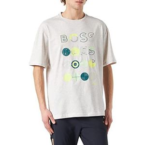 BOSS Heren T-shirt 3 van katoen, stretch, casual snit met logo, Lichtgrijs/Pastel 057