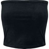 Urban Classics Dames fluwelen buishemd stretch schoudervrij bovenzoom met elastische band maten XS tot 5XL, zwart.