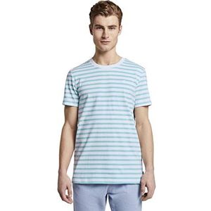 TOM TAILOR Denim t-shirt heren gestreept, 23330 - Soft Sky Blue garen D