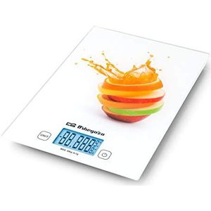 Orbegozo PC 2025 Digitale keukenweegschaal, oppervlak van gehard glas, 29,5 x 21 cm, maximale draagkracht 20 kg, klimmen 1 g, tara-functie, touch-control