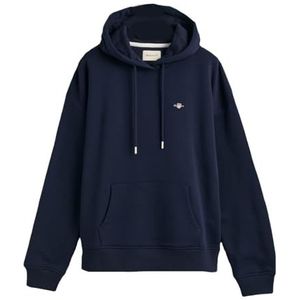 GANT Rel Shield Hoodie Hoodie met logo voor dames, Nachtblauw.