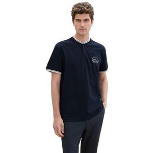 TOM TAILOR 1041834 Basic piqué poloshirt voor heren met opstaande kraag (1 stuk), 10668 - Sky Captain Blue