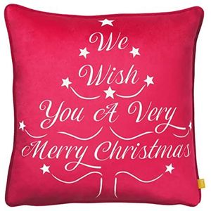 furn. Merry Christmas kussen met polyestervulling, 43 x 43 cm, rood