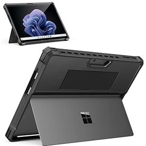 MoKo Hoes compatibel met Microsoft Surface Pro 9 / Pro 9 5G 13 inch 2022, robuuste all-in-one beschermhoes met polsband, tablethoes compatibel met toetsenbord type cover, zwart