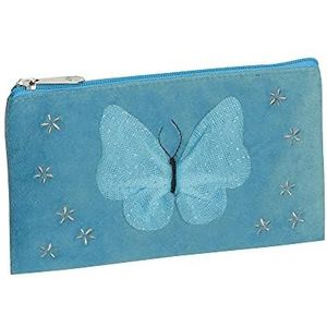 Exacompta - 9904982E - pennenetui / pouch - synthetisch met glitter en zachte grip - 21 cm x 12 cm - motief vlinder - kleur eendenblauw