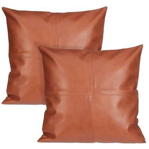 Relaxdays kussenhoes lederlook - kussenovertrek set van 2 - sierkussenhoes 45x45 cm - bank
