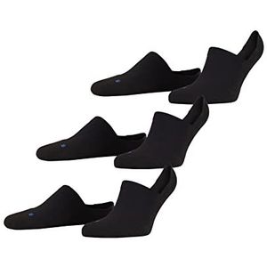 FALKE Cool Kick Invisible 3-pack onzichtbare sokken, uniseks, volwassenen, ademend, sneldrogend, wit/grijs/zwart, hoge halsuitsnijding met loopzool, 3 paar, Zwart (Zwart 3000)