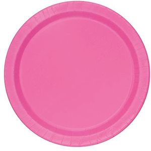Unique Party – milieuvriendelijke kartonnen borden, 23 cm, roze, 16 stuks, 31250 EU, donkerroze