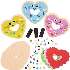 Baker Ross FX122 Magneetset Donut Liefde Hart - 8 stuks DIY schuimrubber knutselset voor kinderen Valentijnsdag