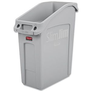 Rubbermaid Commercial Products 2026695 Slim Jim afvalemmer met luchtkanalen, 13 liter, grijs