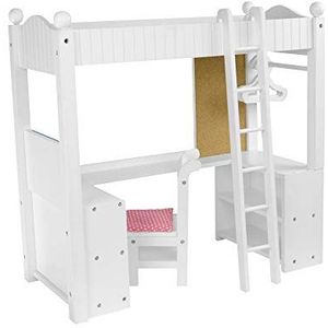 Teamson Kids Hoogslaper Stapelbed met Bureau en Poppenopslag Poppen Olivias Little World TD-0204A