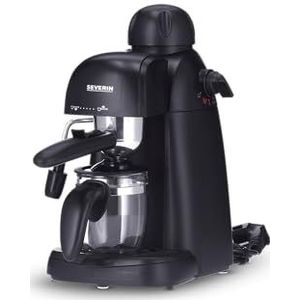 SEVERIN Automatische espressomachine, tot 4 kopjes, hoge druk 3,5 bar, afneembaar dienblad en afdruiprek, 0,22 l, zwart, KA 5978