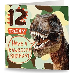 Maturi Verjaardagskaart 12 Today – camouflage groen – binnenkant blanco