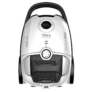 TESLA BG400W stofzuiger met sileng zak (700 W, kleur wit, geluidsniveau 68 dB, werkradius 10 m, wasbaar HEPA-filter, 3 l zakcapaciteit, min-max vermogensniveau)