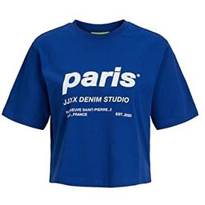 Jack & Jones Jjxx Jxbrook Ss Relaxed Vint Tee Sn T-shirt voor dames, Sodaliet blauw / print: helder wit Milano Print