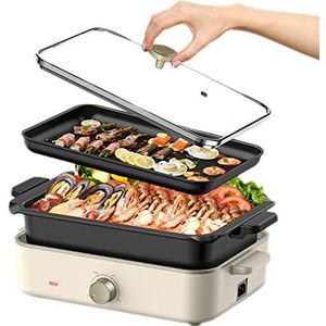 2-in-1 elektrische grills en pan, 1400 W, multifunctionele kookpan, braadpan, verwarmingsplaat, met antiaanbaklaag, temperatuur instelbaar, machinewasbaar