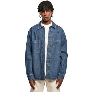 Urban Classics Oversized Denim Pocket T-Shirt Shirt Heren, Mid Indigo Washed