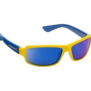 Cressi Ninja Zonnebril – flexibele zonnebril voor heren, geel/blauw, spiegellens, blauw, eenheidsmaat